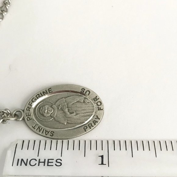Vintage St Peregrine Cross Necklace Medal Catholic 24" Patron Saint of Cancer - Picture 12 of 12